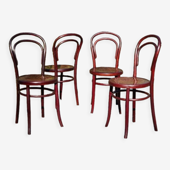 4 chaises bistrot n°14 Fischel années 20