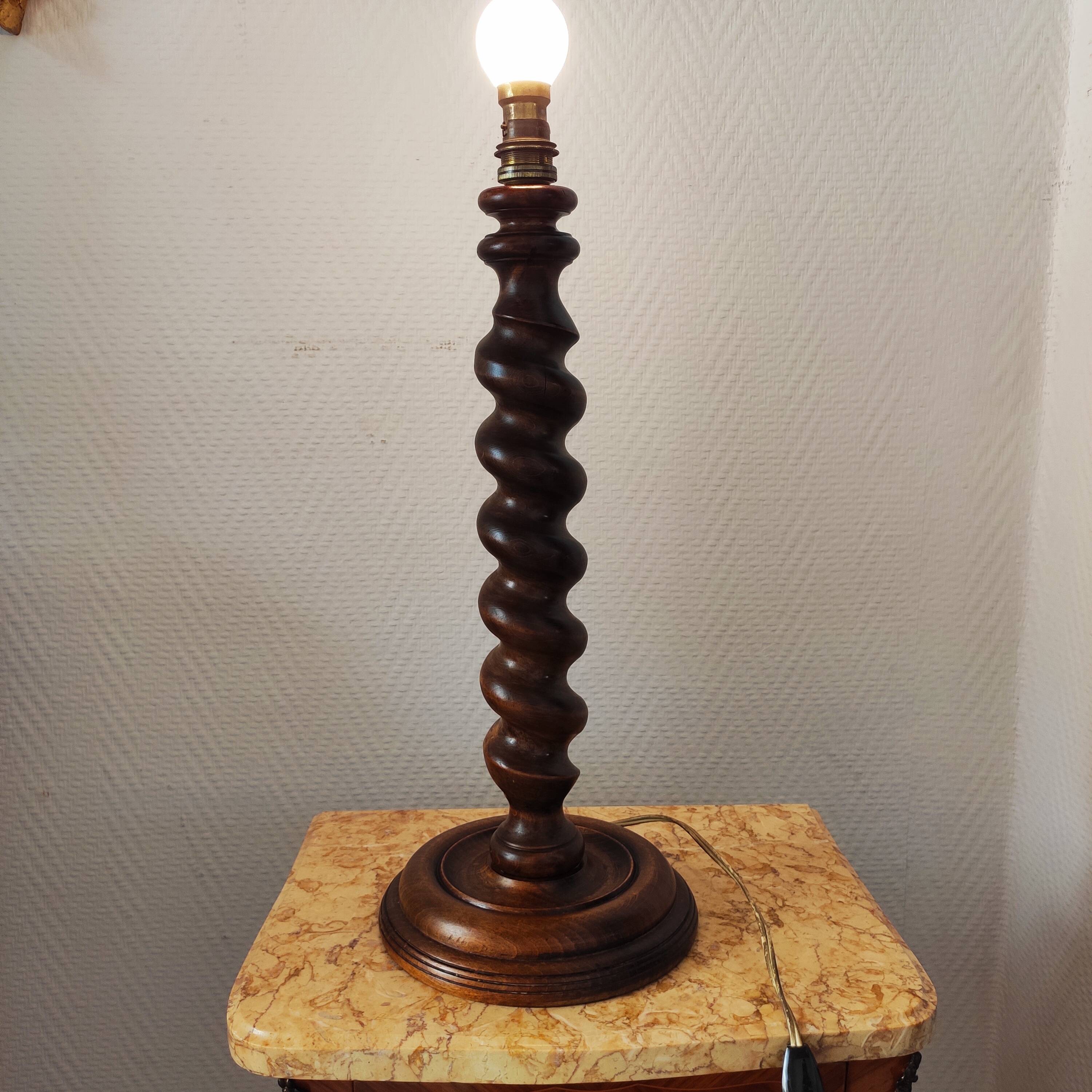 Vintage turned wooden lamp base – France 1950-60