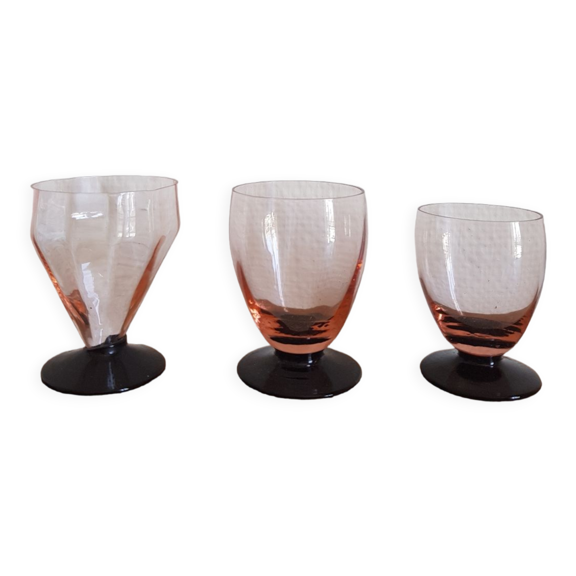 Set of 6 two-tone old art deco glasses