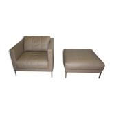 Armchair and his ottoman leather edition Matteo Grassi