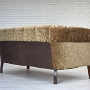 1960s, 3-seater Danish sofa, green furniture velour, ash wood legs.