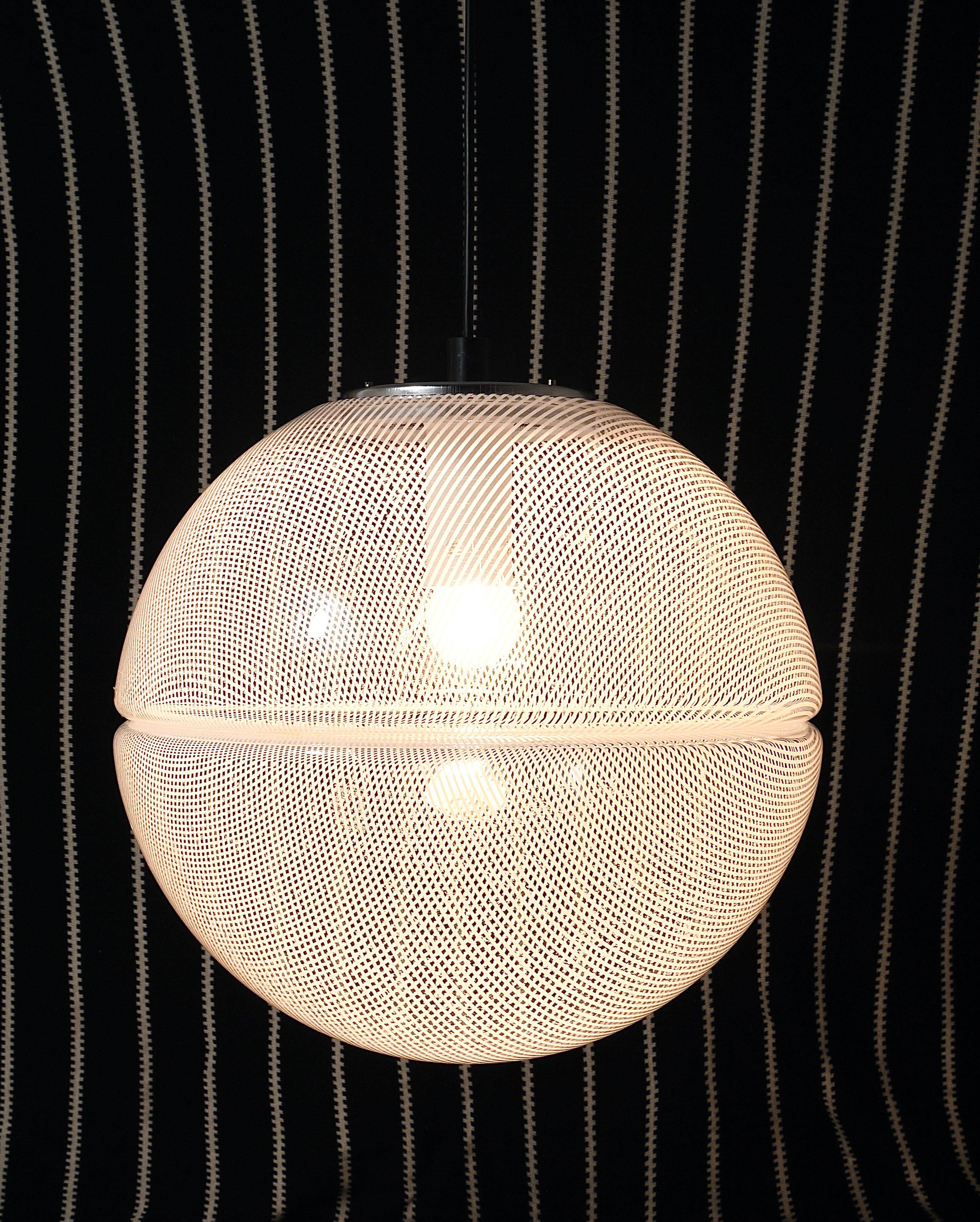 Harvey Guzzini Suspension Boule Op-Art Striped Postmodern by Meblo, 1970s