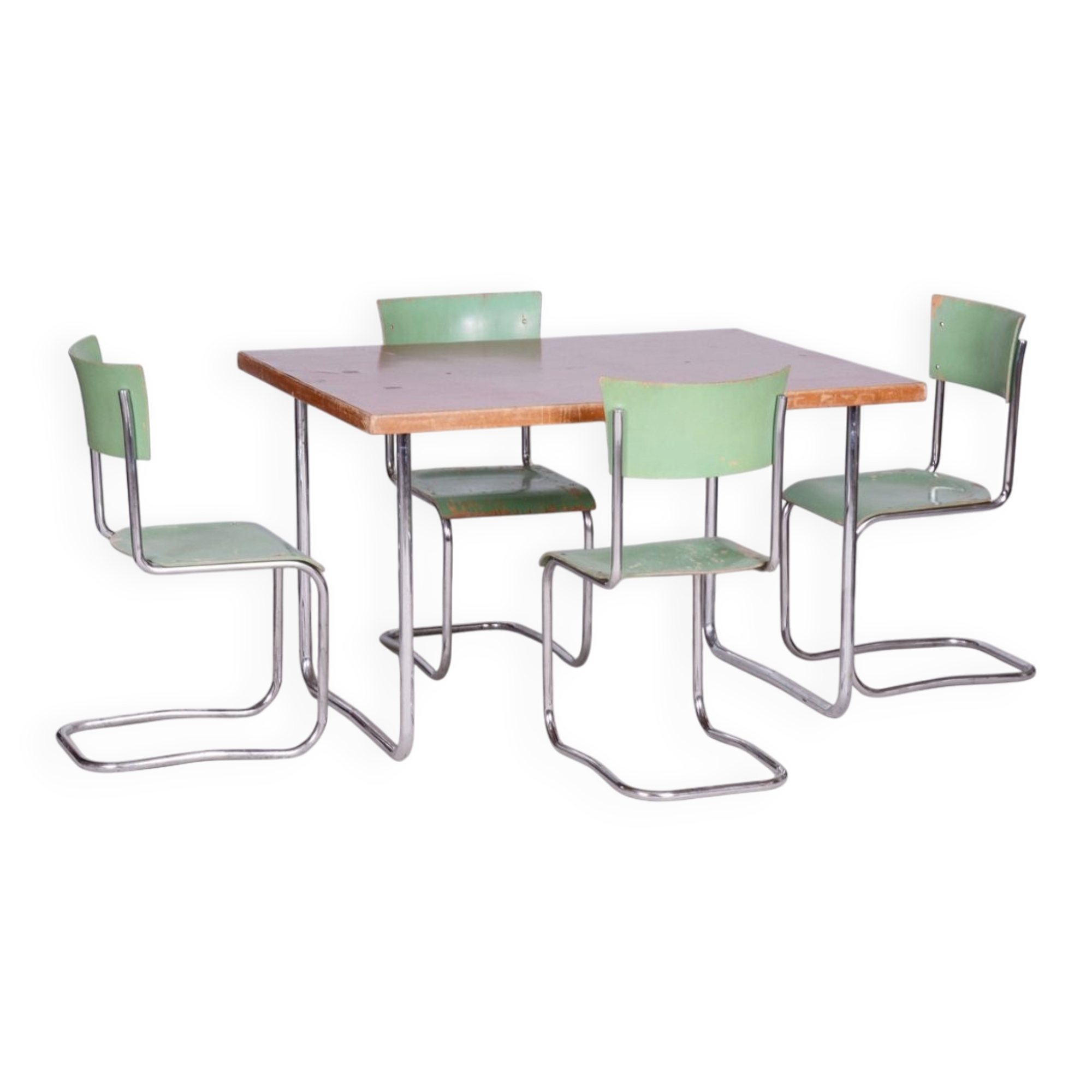 Original Bauhaus Dining Table attributed to Mücke Melder, Former Czechoslovakia, 1930s