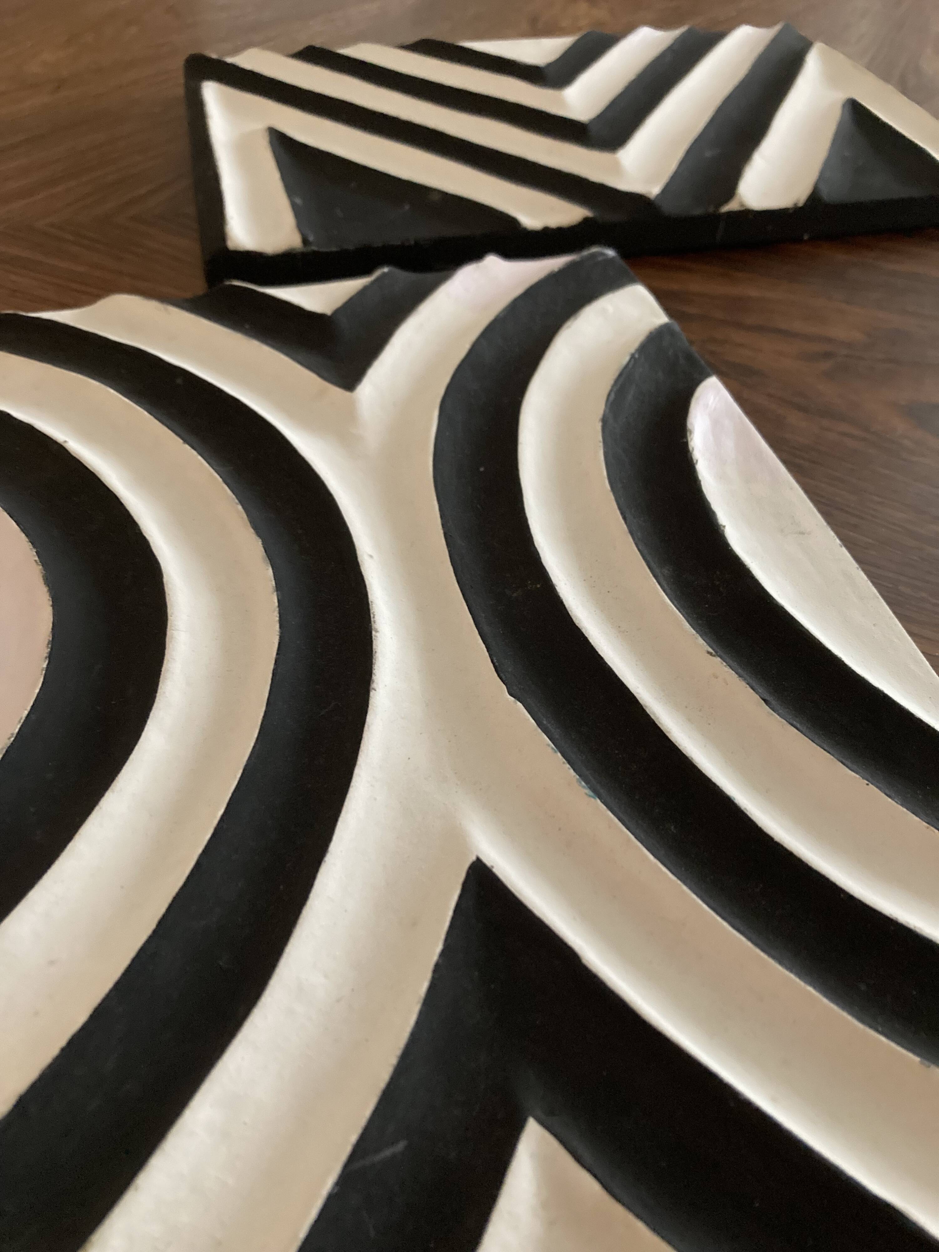 Two Imigongo paintings / panels traditional art from Rwanda