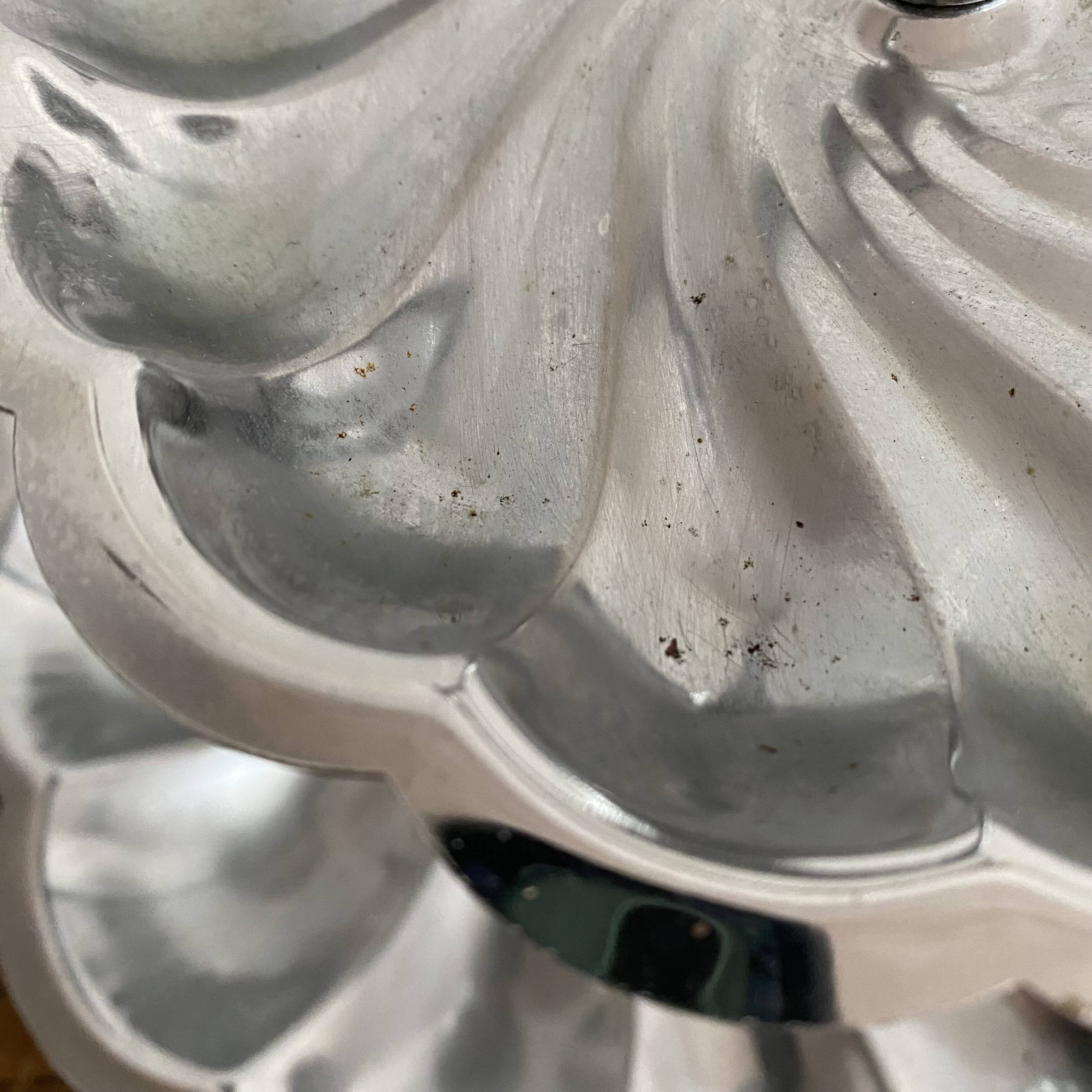 Tiered stainless steel serving platter