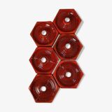 Set of 6 hexagonal glossy ceramic wall lights