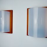 Pair of pine and methacrylate wall lights, Spain 1980