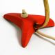 Pair of red Mid Century Modern Diabolo crow's foot table lamps from Cosack
