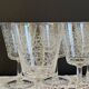6 large antique wine or water glasses engraved with arabesques