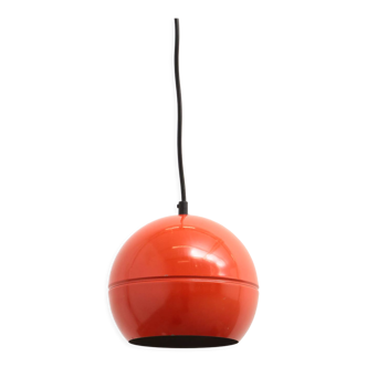 Red spherical hanging lamp made of metal from the 1960s