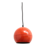 Red spherical hanging lamp made of metal from the 1960s