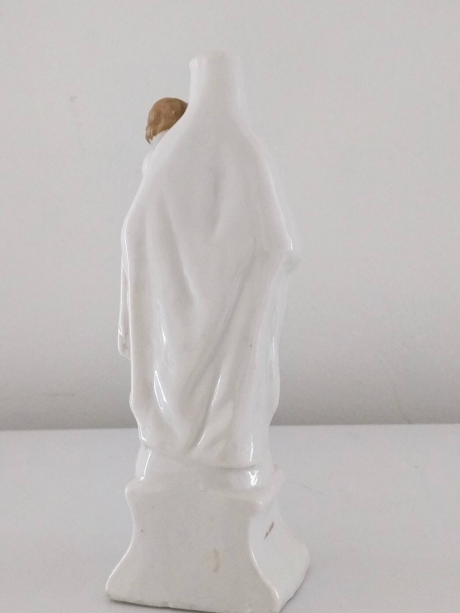 Statuette of the Virgin and Child in porcelain Old Brussels XIX and its niche