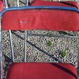Set de 9 chaises pliantes  des années 70 tweed et métal chromé