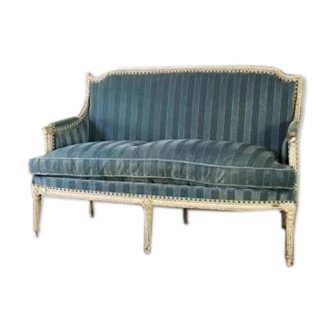 Banquette Louis XVI 6 pieds fin XVIIIème siècle