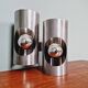 Space Age double wall lamp, in brushed aluminum, 1970s