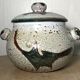 Vintage candy jar in enameled ceramic from Vallauris with thistle decoration