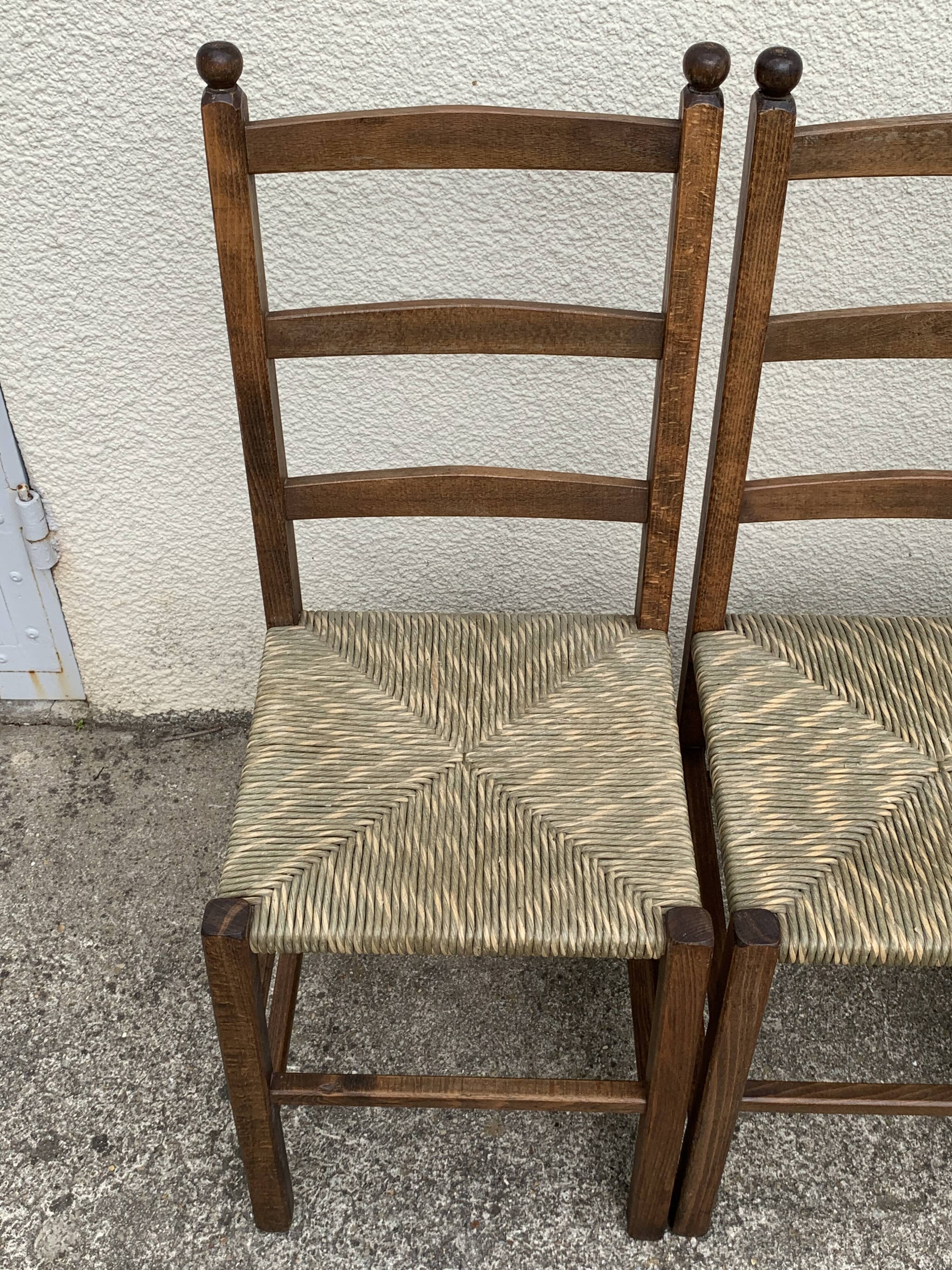 Two-tone straw chairs 1950