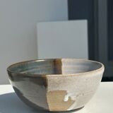 White and glossy brown two-tone ceramic bowl, matt earth