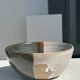 White and glossy brown two-tone ceramic bowl, matt earth