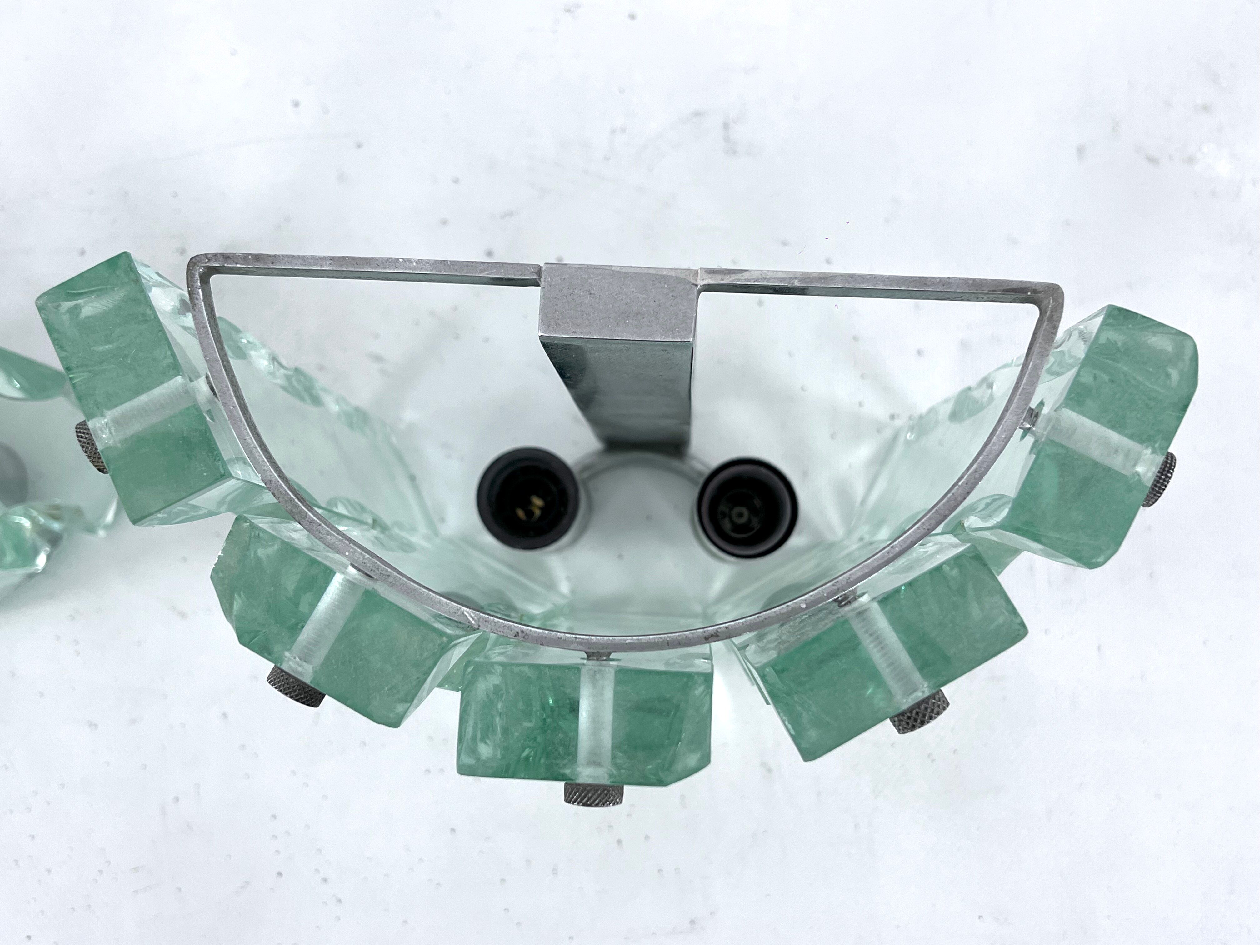 Set of two cut glass sconces by Zero Quattro, Italy 1970s