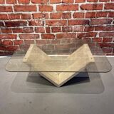 Coffee table in white marble and glass