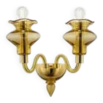 Linear Modern Amber Murano Glass Wall Sconce by Simoeng for Simoeng