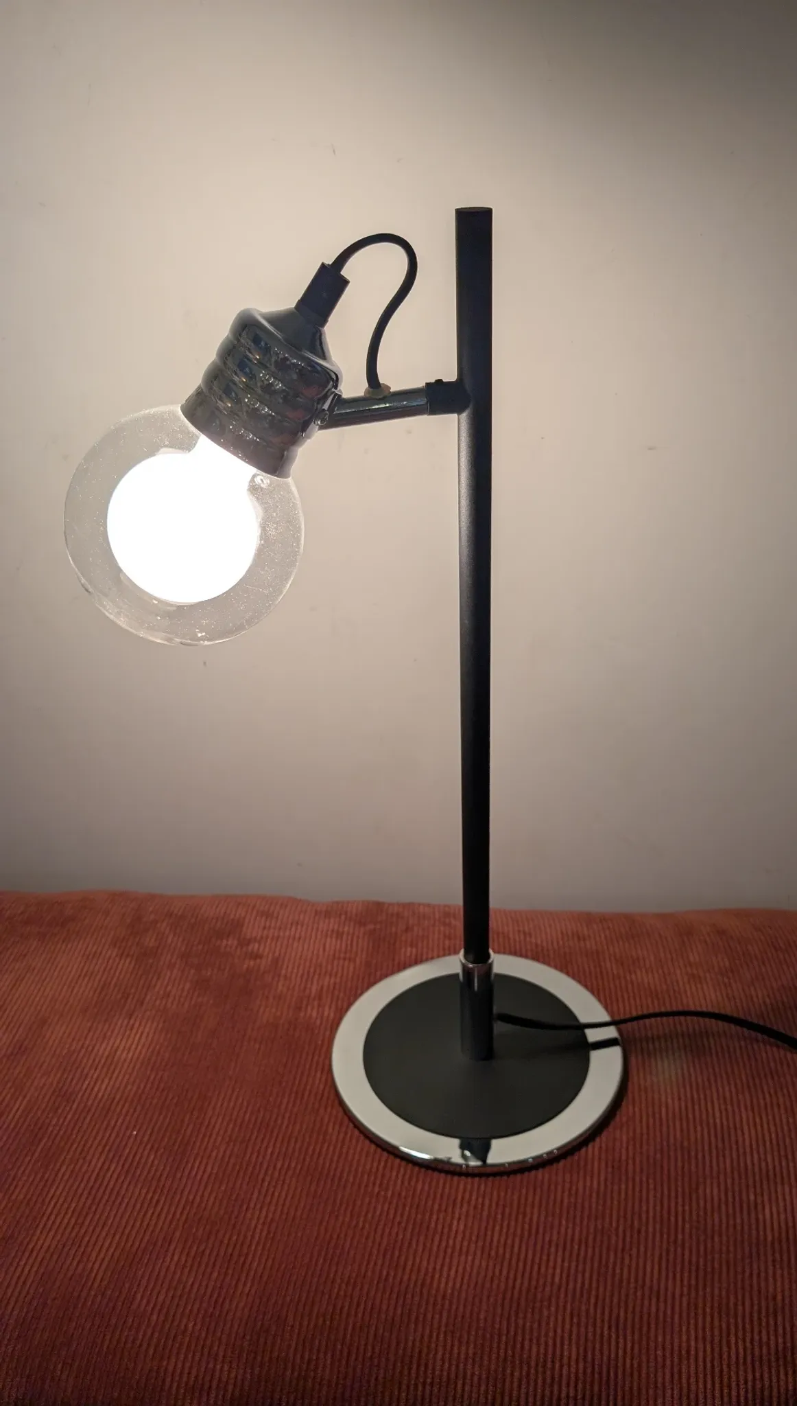 Vintage Swan Neck Lamp in Black Metal and Chrome