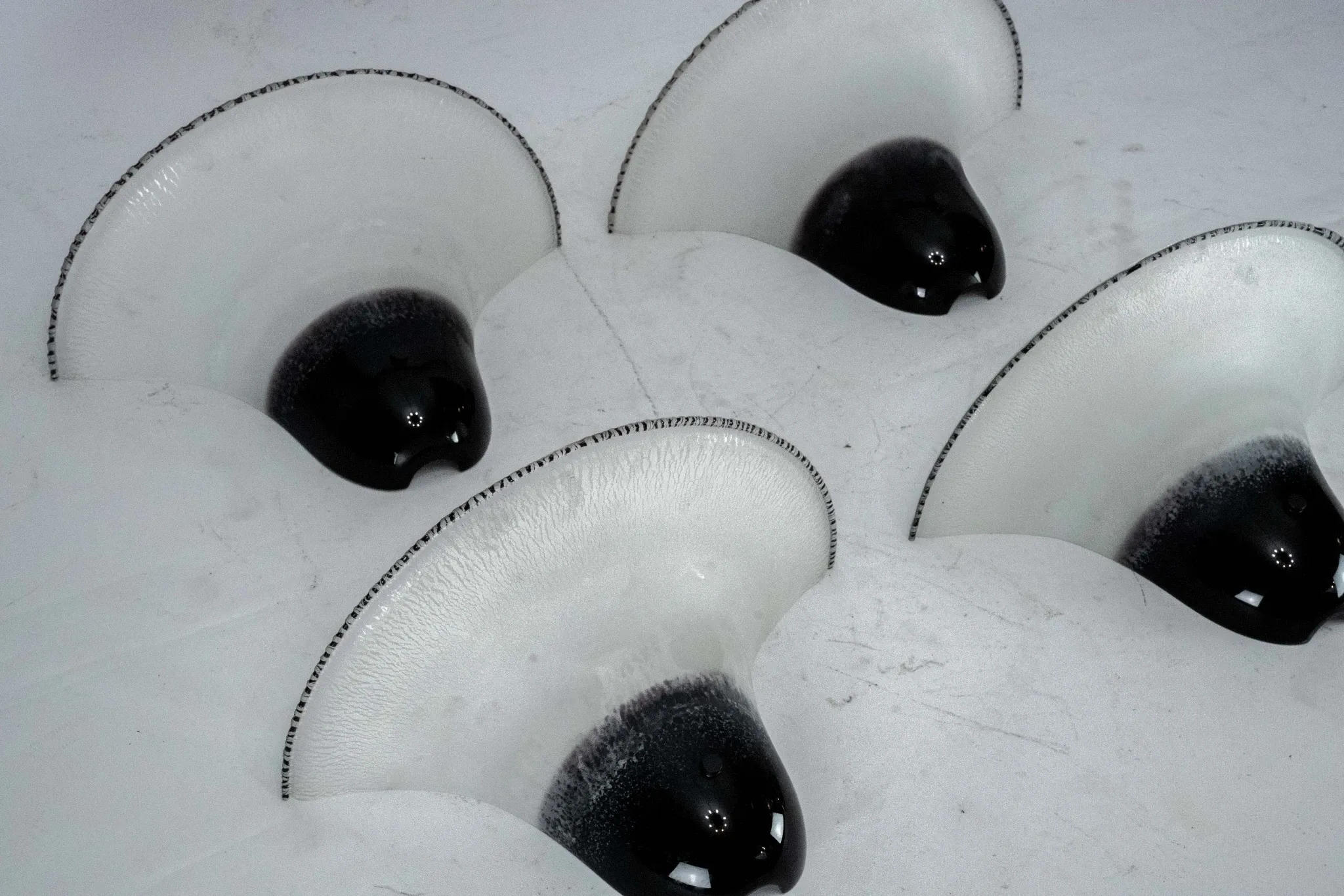 Set of four Large Labeled Barbini Murano Glass Wall Sconces. Italy 1970s