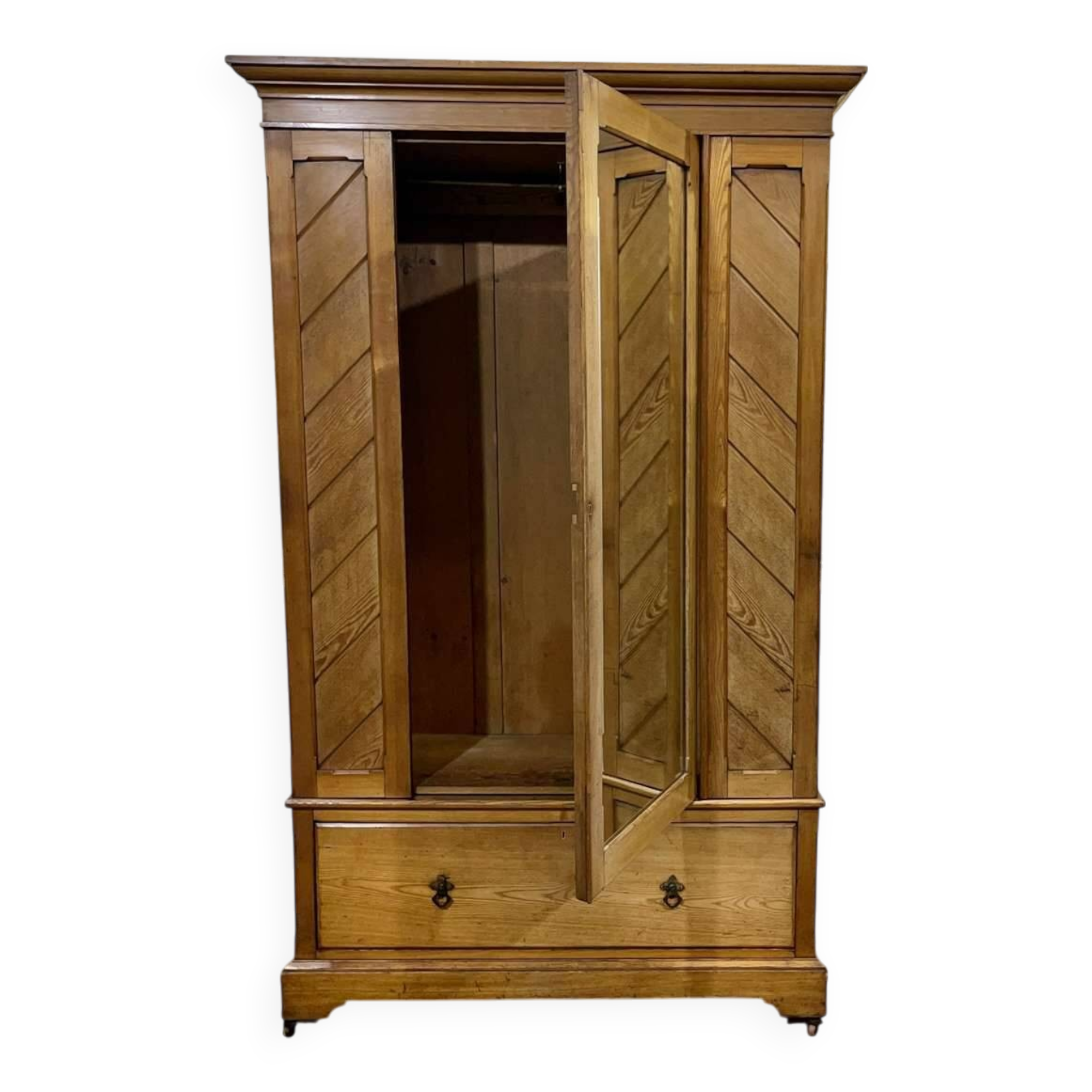 English oak wardrobe from the early 20th century.