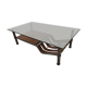 Iron and leather coffee table