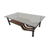 Iron and leather coffee table