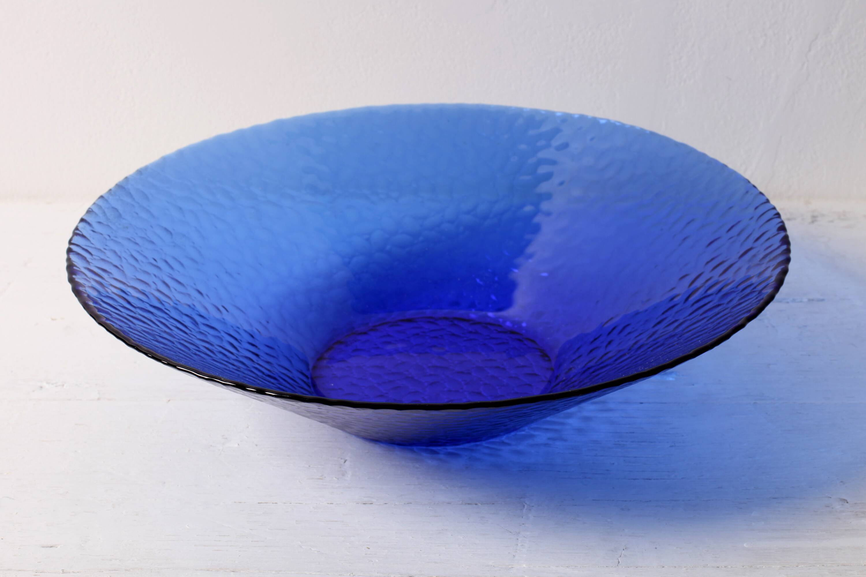 Mid-Century Cobalt Blue Glass Bowl: Large Arcoroc France Centerpiece