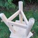 Pair of tripod stools raw wood