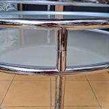 Vintage Chrome and Glass Swivel Coffee Table by Milo Baughman, Italy,