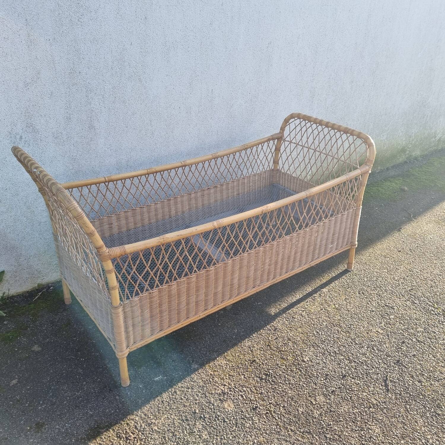 Rattan baby bed, cradle from 1970