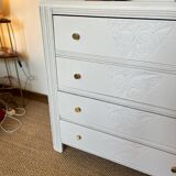 Restored wooden art deco chest of drawers with gilded handles