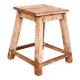 Old burmese teak workshop stool original ecru-teak patina