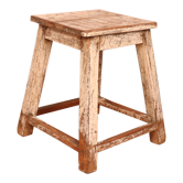 Old burmese teak workshop stool original ecru-teak patina