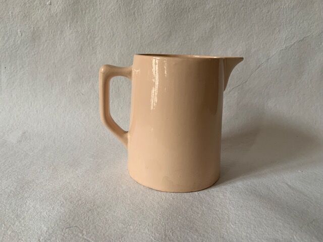 Pink porcelain carafe, Sarreguemines, 1930, France