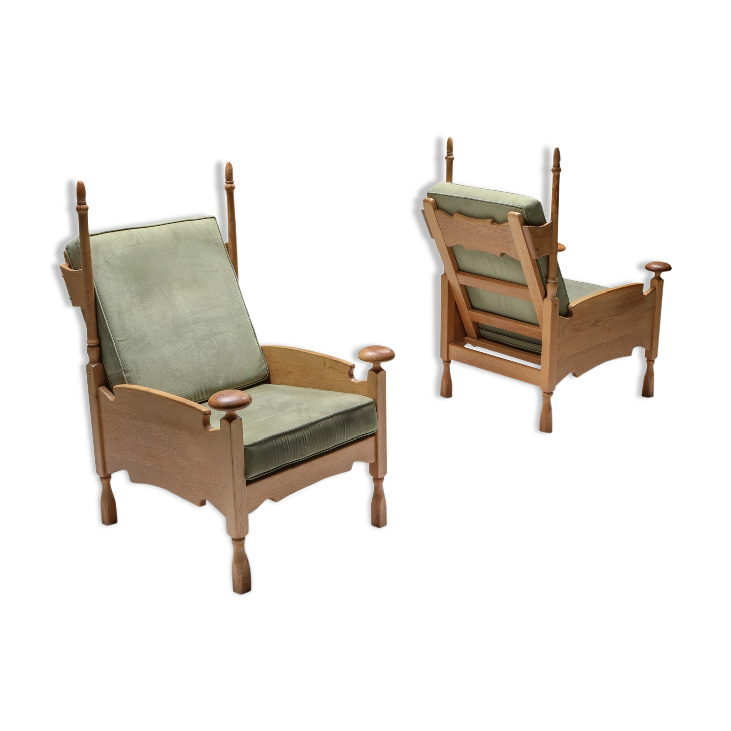 Throne long chairs in natural oak - 1950s