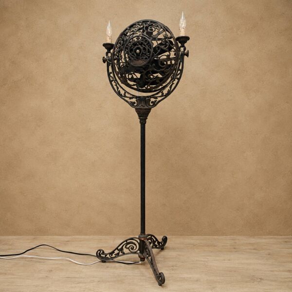 Lampe de sol Art Nouveau antique avec ventilateur ''Luminaire