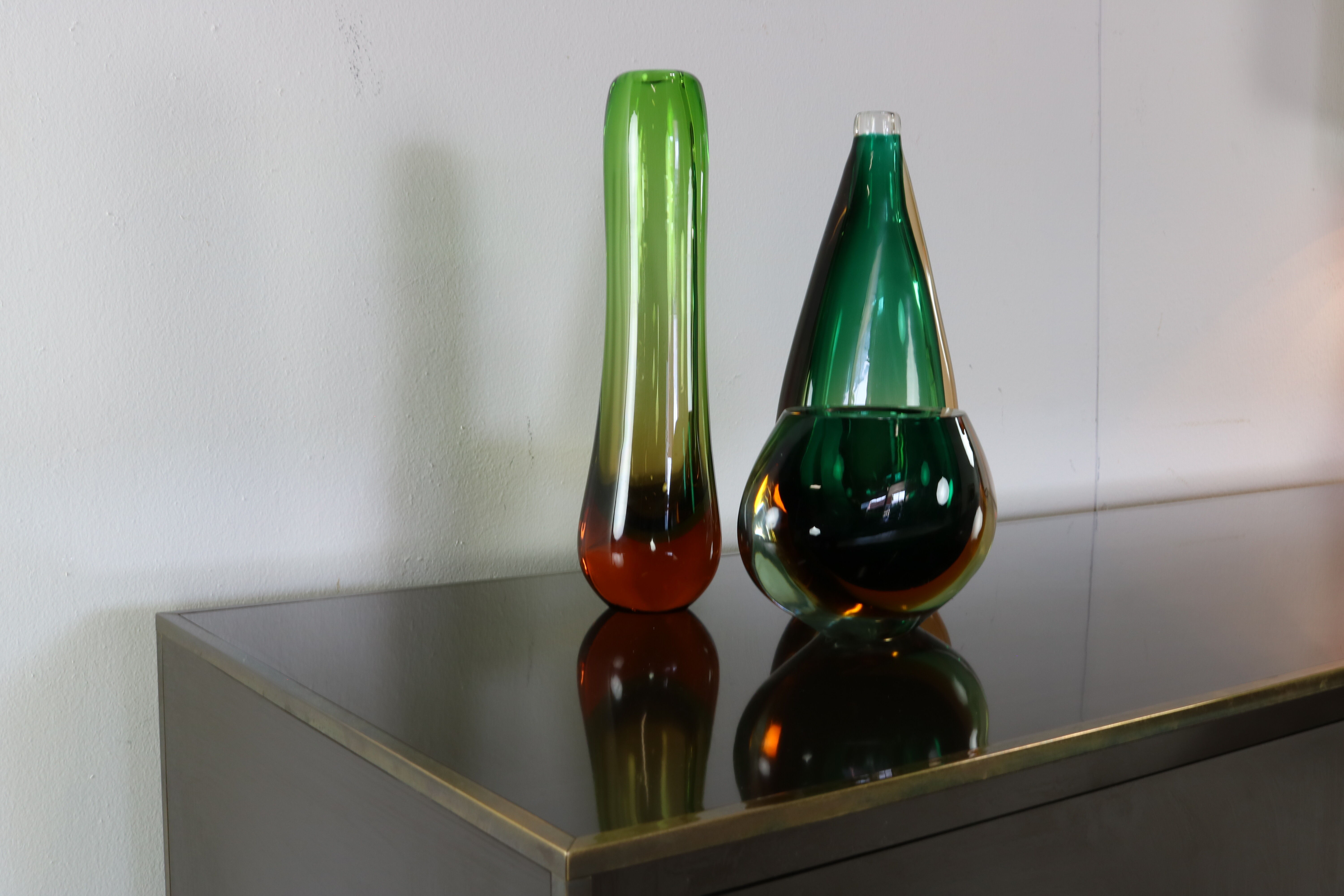 Ensemble de trois vases de Nils Landberg pour Orrefors Suède