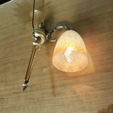 Pair of art deco wall lights in marbled glass and brass