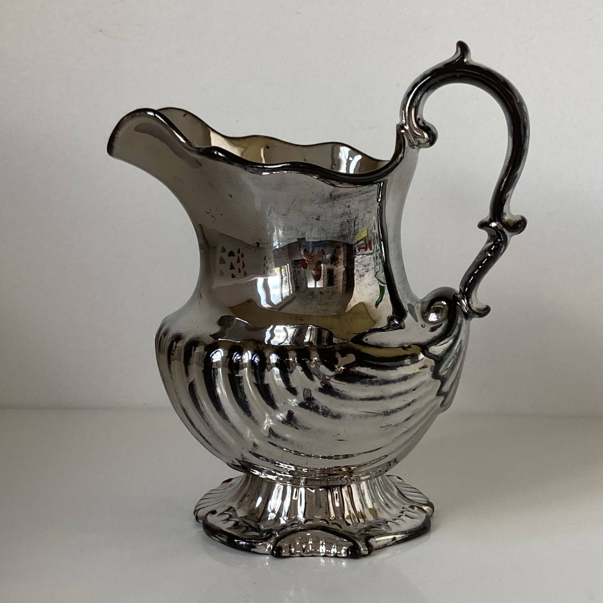 Beautiful English Rococo style lustreware carafe or pitcher circa 1830