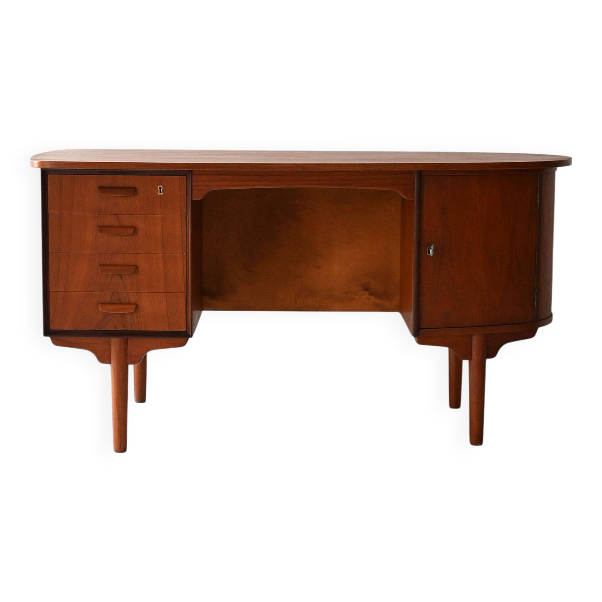 1960s oval Scandinavian teak desk