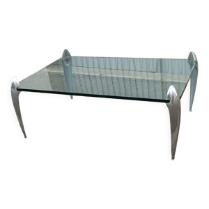 Table basse vintage dalle de verre