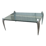 Vintage coffee table glass slab and chrome