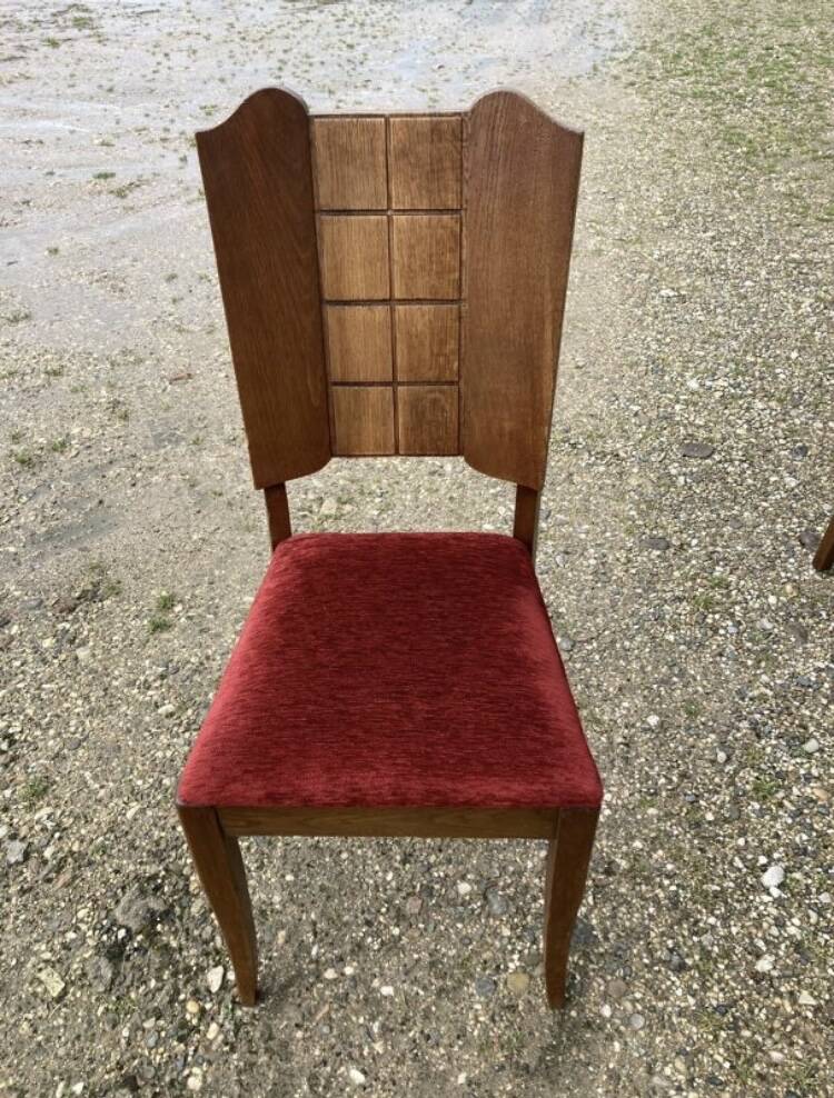 6 art deco chairs with red velvet seats