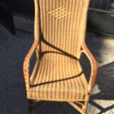 Red vintage décor rattan armchair