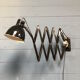 XL black scissor lamp from PeHaWe Leuchten Dresden, German 1940s